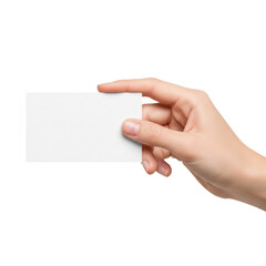 Fototapeta premium Hand holding blank paper isolated on white
