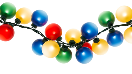 String of colorful Christmas lights on black background 1