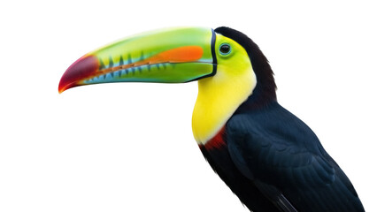 Colorful keel-billed toucan PNG isolated on transparent background, tropical bird with vibrant beak for design projects