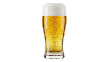 Refreshing pilsner beer in a tall glass isolated on transparent background, golden lager with foam for pubs and restaurants PNG