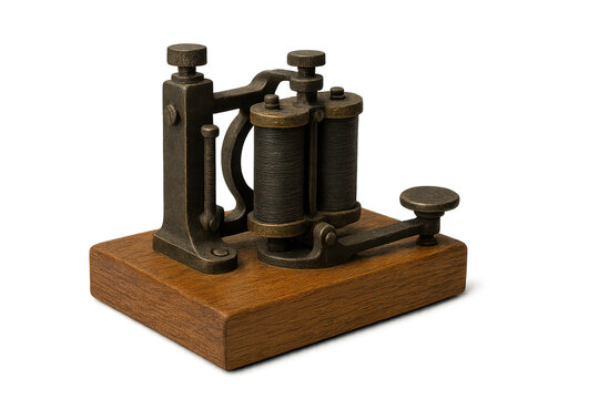 Vintage telegraph machine isolated with transparent background image.