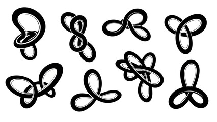 Abstract Black and White Knot Illustrations representing complexity and connection