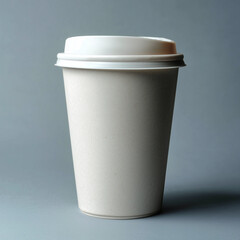 White Coffee Cup Mockup on Gray Background