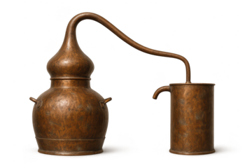 Antique Copper Alembic Still with a transparent background image edit.