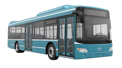 Modern blue city bus PNG isolated on transparent background, public transportation vehicle for...