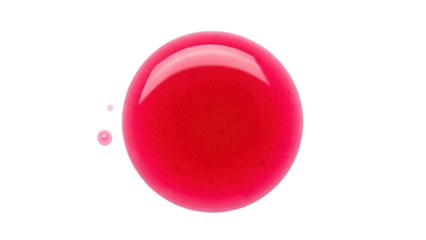 Vibrant red liquid drop isolated PNG on transparent background, glossy fluid blob for design elements and creative projects
