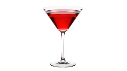 Elegant red cocktail in a martini glass isolated PNG, alcoholic beverage on transparent background for bar menu and party invitations