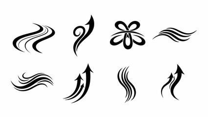 Obraz premium Collection of stylized black arrows and abstract wave elements for graphic design and logos