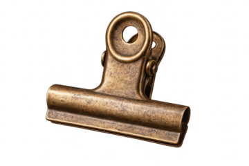 Antique Bulldog Clip: Detailed Metal Texture, transparent background