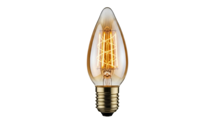 Vintage Edison bulb PNG isolated on transparent background, antique style lightbulb for retro design and decorative lighting