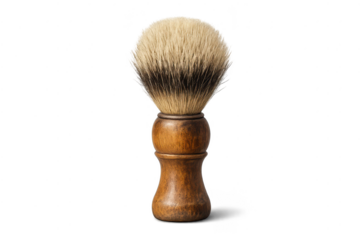 Classic shaving brush with a transparent background, grooming essential.
