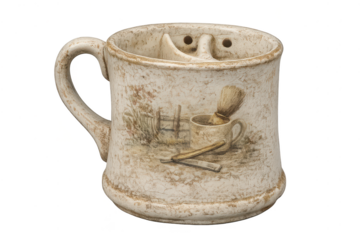 Antique Shaving Mug with Transparent background for classic grooming.