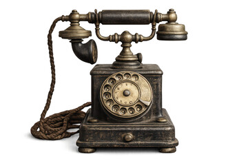 Vintage rotary phone on a transparent background studio photography