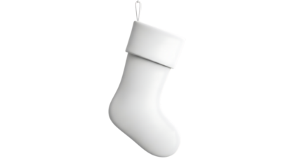 White Christmas stocking hanging on black background
