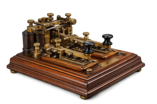Antique Telegraph Key Morse Code Machine on a transparent background