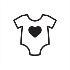  Silhouette baby bodysuit with heart symbol vector Illustrator
