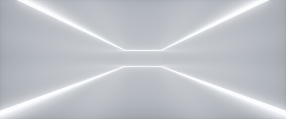 Abstract Futuristic empty floor and room Sci-Fi Corridor With light for showcase,room,interior,display products.Modern Future cement floor and wall background technology interior concept.3d render © Nuchjaree