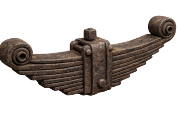 Heavy-duty leaf spring on a transparent background, antique suspension.