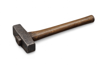 Sledgehammer with wooden handle on a transparent background image.