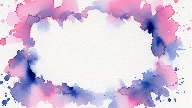Watercolor splash frame with vibrant pink and purple hues. - Powered by Adobe