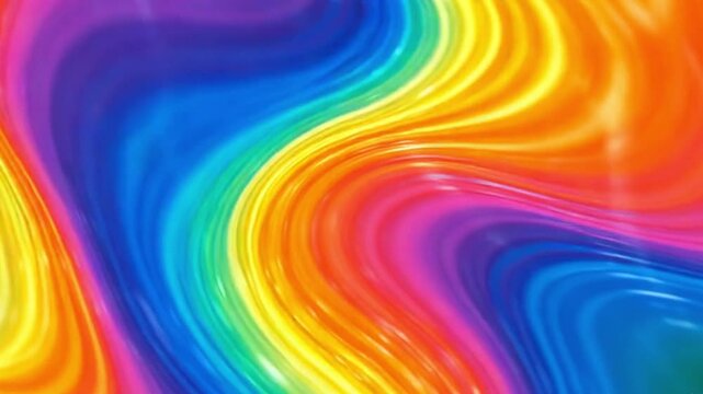 Colorful holographic liquid waves flowing in an abstract motion background, with shimmering iridescent surfaces and smooth, futuristic movement.