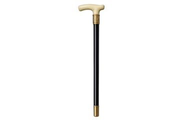 Elegant Walking Stick with a transparent background and golden accents.