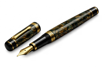 Luxury fountain pen, beautiful design on transparent background image