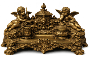 Antique Cherub Ornament on transparent background for your designs.