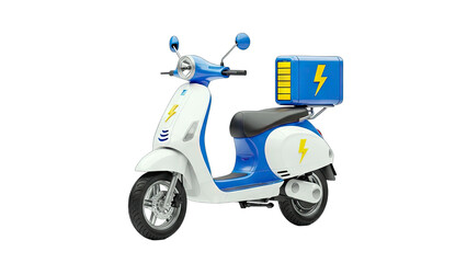 Obraz premium Electric Scooter with Delivery Box on White Background