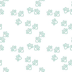 Cute Paw Print Seamless Pattern with Heart Shaped Pads