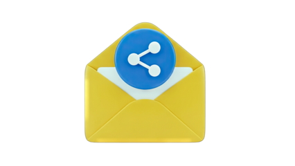 Email Sharing Concept: 3D Rendered Envelope with Share Icon