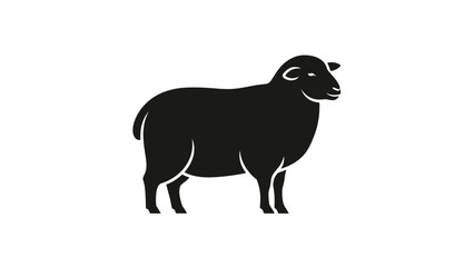 Black Silhouette of a Sheep Standing.