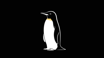 Penguin Standing Alone in Simple Illustration.