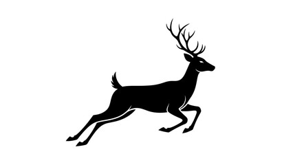 Running Deer Silhouette with Antlers.