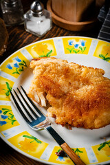 Fried cod fillet.