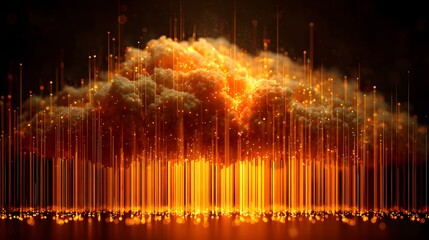 Abstract Fiery Cloud Formation with Digital Data Streams.