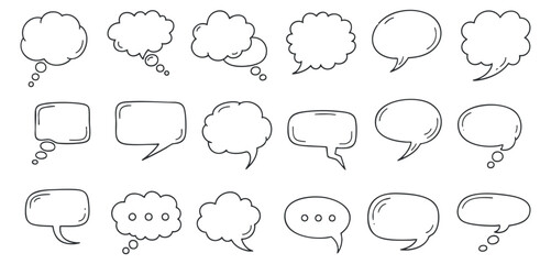 Fototapeta premium A set of speech bubbles in outline vector style, suitable for communication design and creative projects