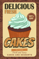 Delicious Fresh Cakes Retro Advertisement Poster