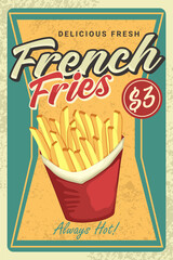 Retro French Fries Advertisement Poster with Price