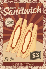 Retro Style Sandwich Advertisement Poster
