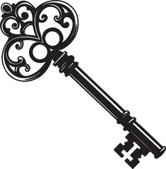 golden key on solid white background silhouette