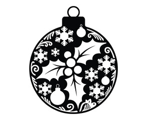 Ornate christmas ornament with snowflakes and holly design