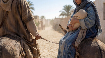 Holy Family arriving at Egyptian village