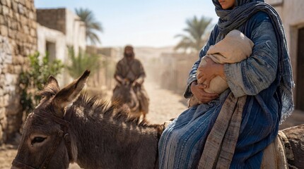Holy Family arriving at Egyptian village