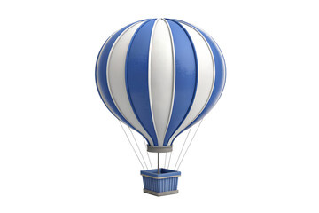 Naklejka premium Blue and white striped hot air balloon for travel adventure concepts