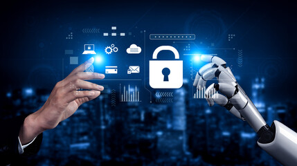 AI-powered lock system showing advanced cybersecurity, identity verification, and data protection analytics for secure digital environments Vouch