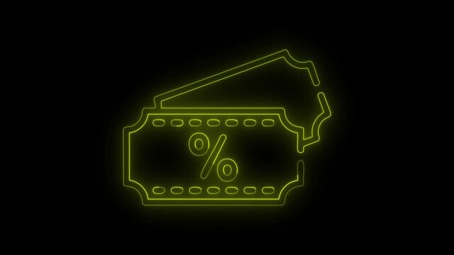 Neon coupon icon animation loop discount