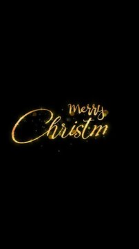 Merry Christmas Gold Animated Text in transparent background, lettering with alpha, for banner, social media feed wallpaper stories sale