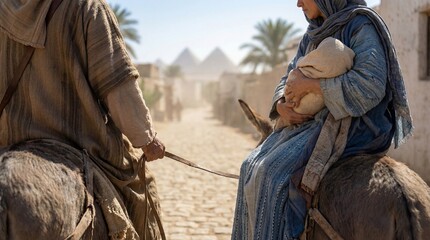 Holy Family arriving at Egyptian village