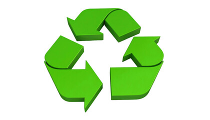 Green recycle symbol composed of directional arrows in a triangular, cyclical design, set against a black background